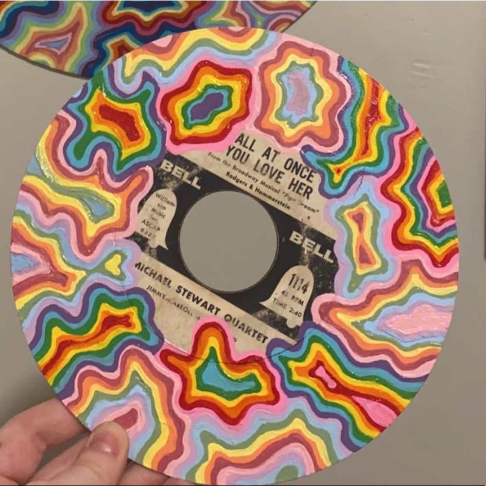 Groovy Painted Colorful 45 Record
